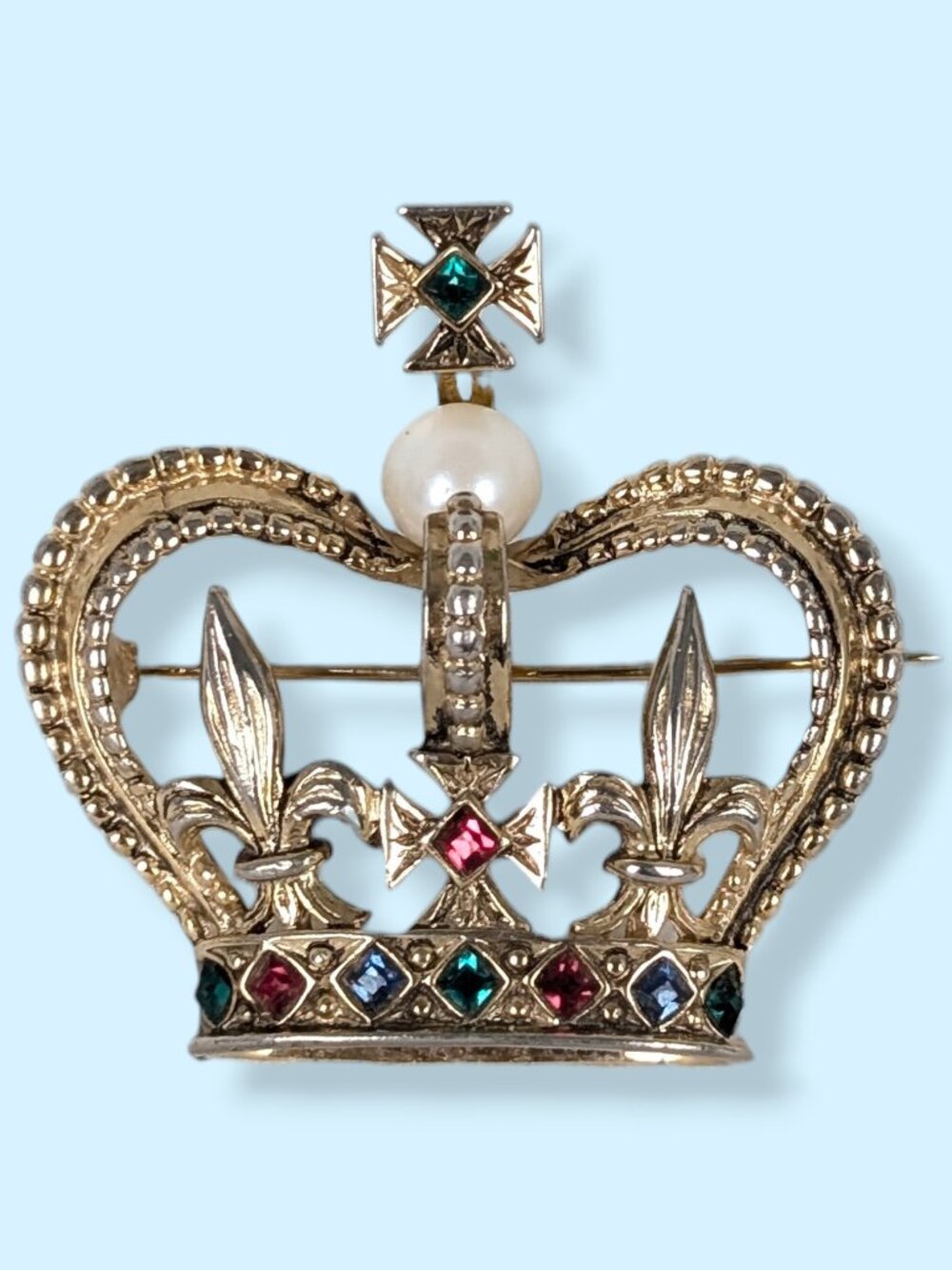Vintage 50s Marcel Boucher Stamped Crown Brooch (5399)